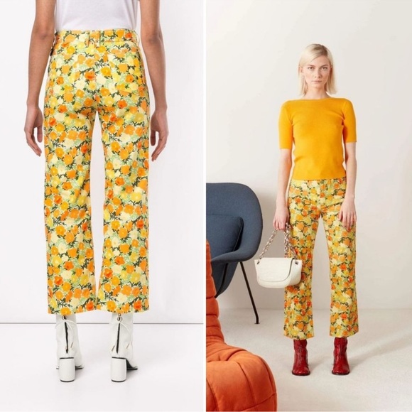 Simon Miller Winter Blossom Orange Yellow Floral Print WO12 Jeans - Picture 2 of 15